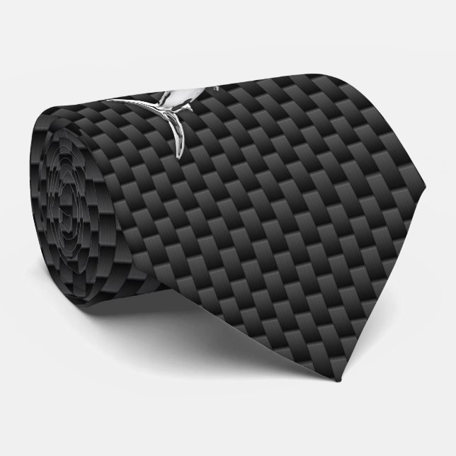 Chrome like Marlin on Carbon Fibre print Tie (Rolled)
