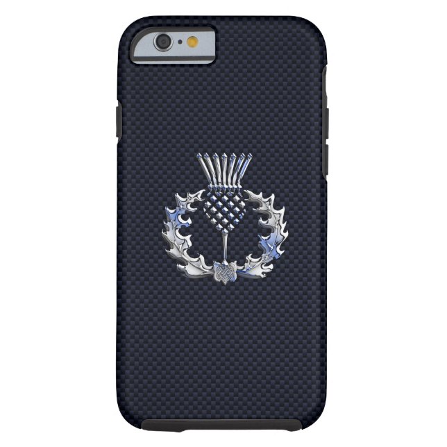 Chrome like on Carbon Fibre Print Scottish Thistle Case-Mate iPhone Case (Back)