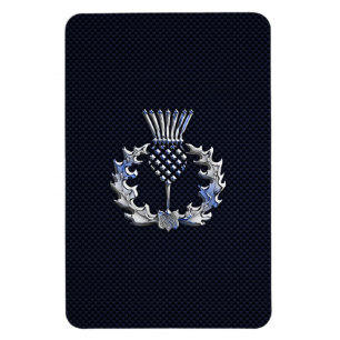 Chrome like on Carbon Fibre Print Scottish Thistle Magnet
