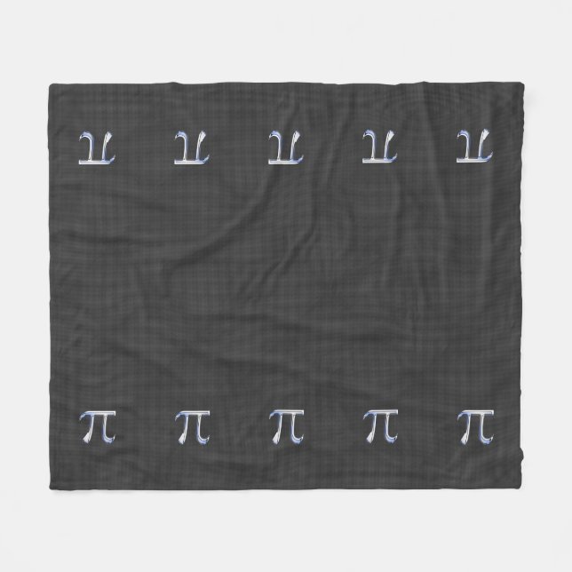 Chrome Like Pi Symbol Charcoal Carbon Fibre Print Fleece Blanket (Front (Horizontal))