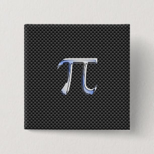 Chrome Like Pi Symbol in Carbon Fibre Style 15 Cm Square Badge