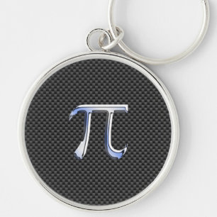 Chrome Like Pi Symbol in Carbon Fibre Style Key Ring