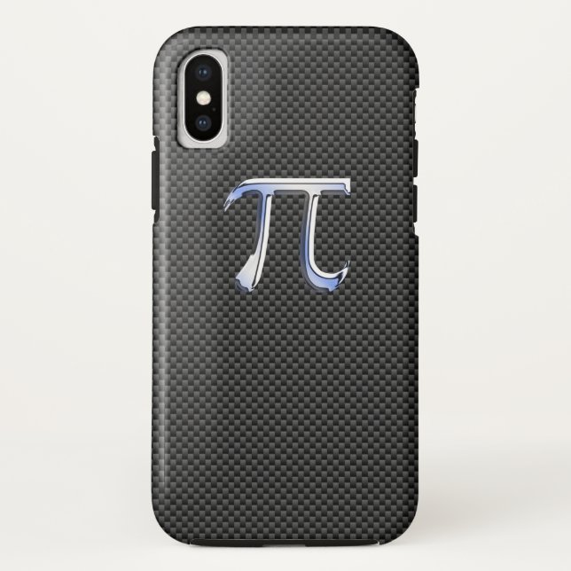 Chrome Like Pi Symbol on Black Carbon Fibre Print Case-Mate iPhone Case (Back)