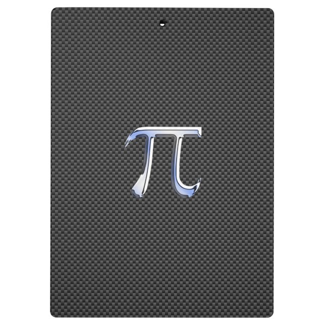 Chrome Like Pi Symbol on Carbon Fibre Print Clipboard (Back)
