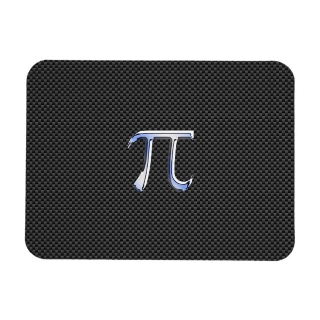 Chrome Like Pi Symbol on Carbon Fibre Print Magnet (Horizontal)
