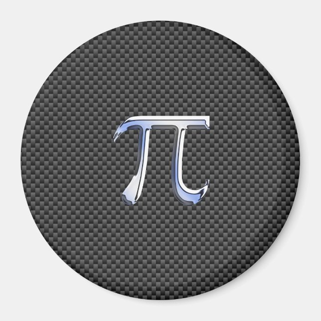 Chrome Like Pi Symbol on Carbon Fibre Print Magnet (Front)