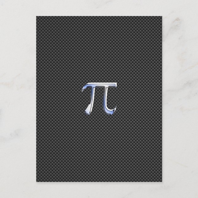 Chrome Like Pi Symbol on Carbon Fibre Print Postcard (Front)