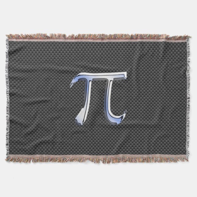 Chrome Like Pi Symbol on Carbon Fibre Style Throw Blanket (Front)