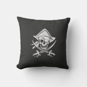 Chrome Like Pirate on Black Carbon Fibre Cushion