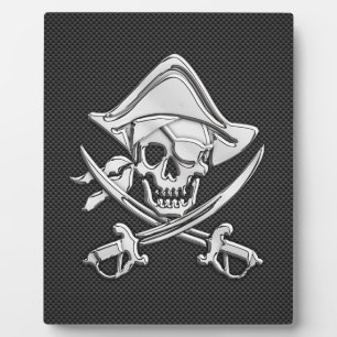 Chrome Like Pirate on Black Carbon Fibre Plaque