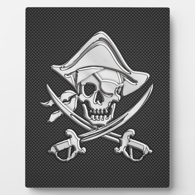 Chrome Like Pirate on Black Carbon Fibre Plaque (Front)