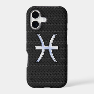 Chrome Like Pisces Zodiac Sign on Black Skin Style