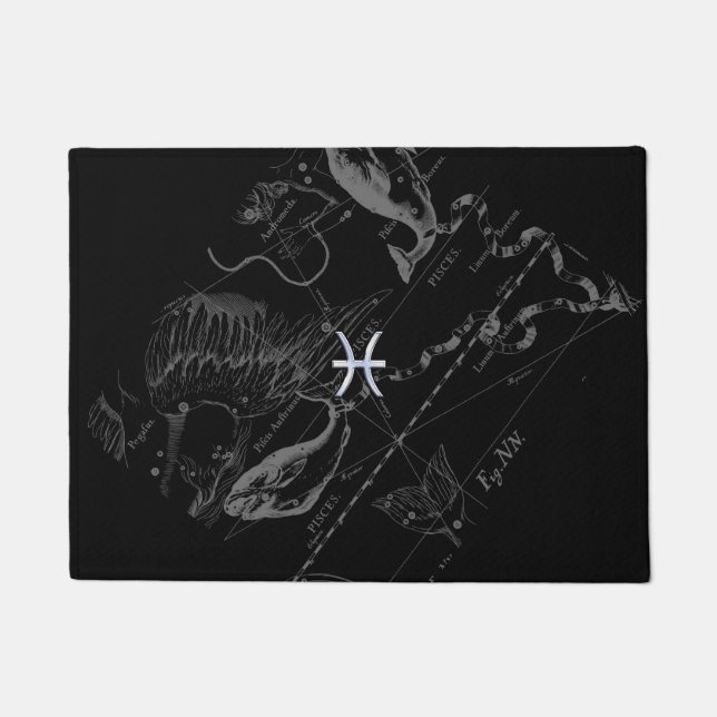 Chrome like Pisces Zodiac Sign on Hevelius Doormat (Front)