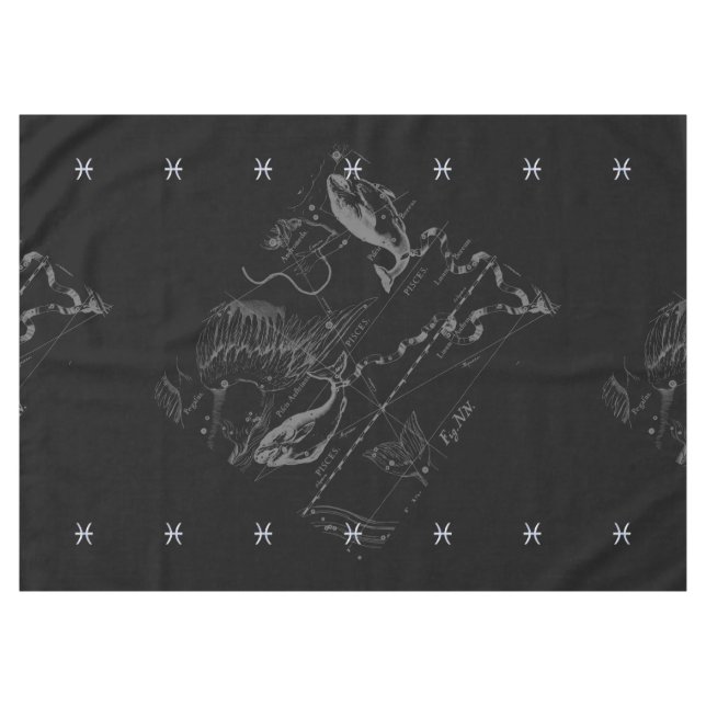 Chrome like Pisces Zodiac Sign on Hevelius Tablecloth (Front (Horizontal))