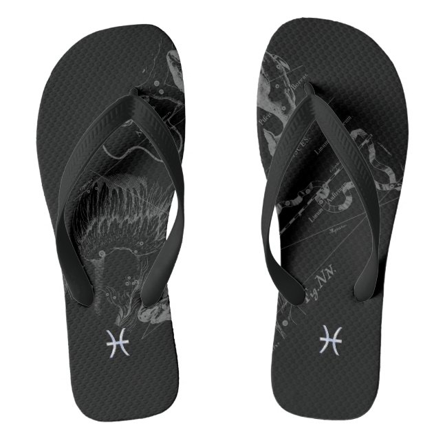 Chrome like Pisces Zodiac Sign on Hevelius Thongs (Footbed)