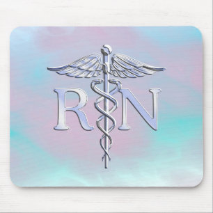 Chrome Like RN Caduceus in Mother Pearl Style Mouse Pad