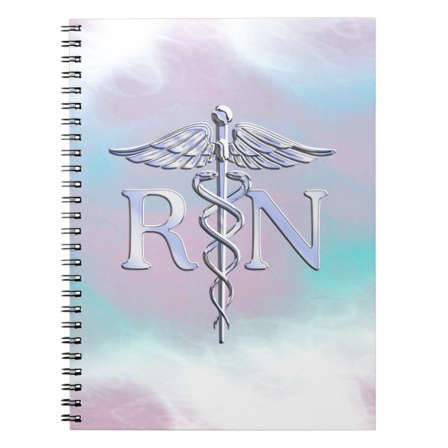 Chrome Like RN Caduceus in Mother Pearl Style Notebook (Front)