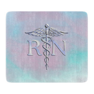 Chrome Like RN Caduceus Medical Mother Pearl Cutting Board