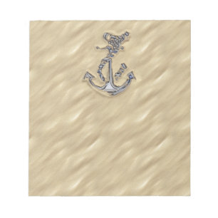 Chrome Like Rope Anchor in the Sand Notepad