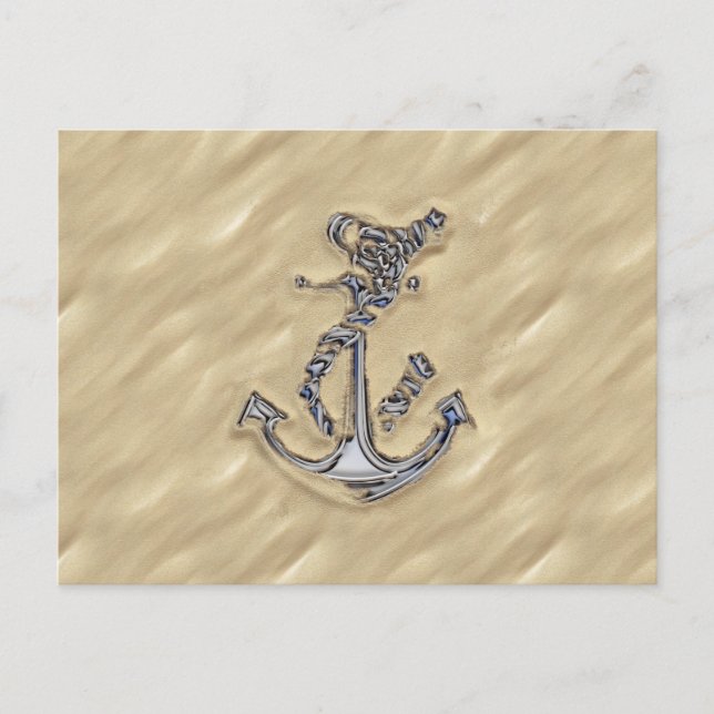 Chrome Like Rope Anchor in the Sand Postcard (Front)