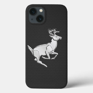 Chrome Like Running Buck on Carbon Fibre Print iPhone 13 Case