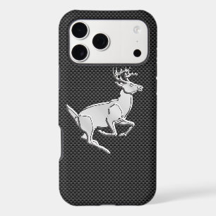 Chrome Like Running Deer on Carbon Fiber Print