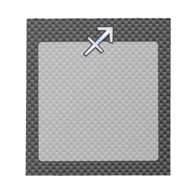 Chrome Like Sagittarius Sign Carbon Fibre Print Notepad (Front)