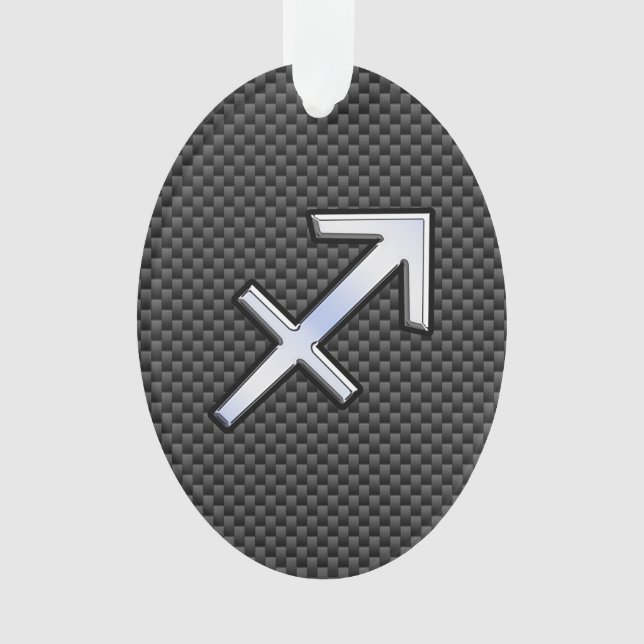 Chrome Like Sagittarius Sign Carbon Fibre Print Ornament (Front)