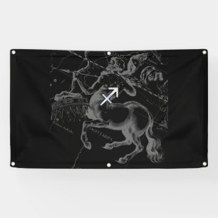 Chrome Like Sagittarius Sign on Black Hevelius
