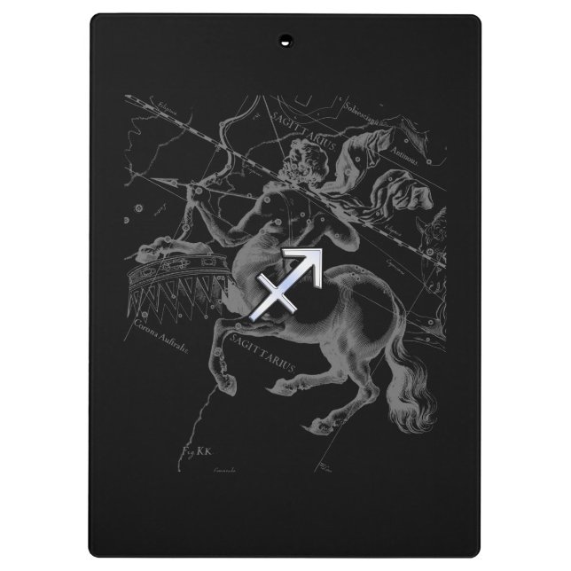 Chrome Like Sagittarius Zodiac Sign Hevelius Decor Clipboard (Back)