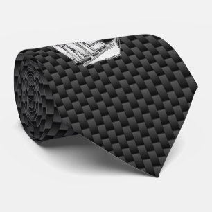 Chrome like Sailboat on Carbon Fibre style print Tie