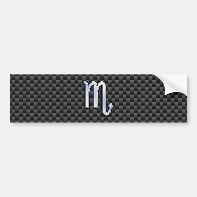 Chrome Like Scorpio Zodiac Sign Carbon Fibre Print Bumper Sticker (Front)