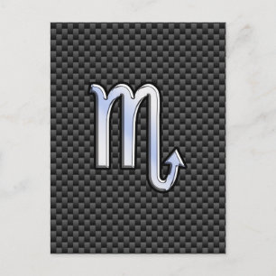 Chrome Like Scorpio Zodiac Sign Carbon Fibre Print Postcard