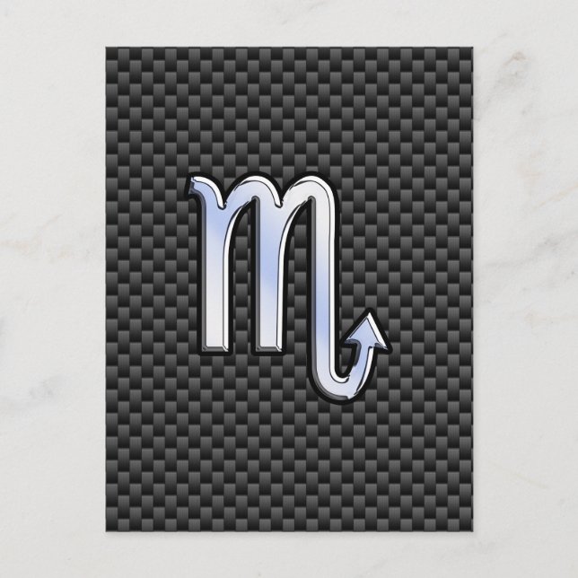 Chrome Like Scorpio Zodiac Sign Carbon Fibre Print Postcard (Front)