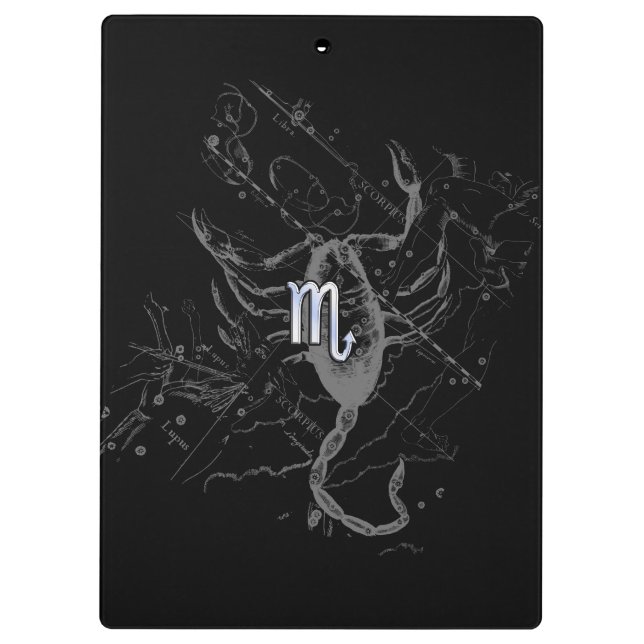 Chrome like Scorpio Zodiac Sign on Hevelius 1690 Clipboard (Back)
