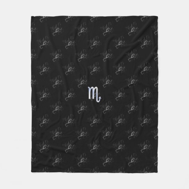 Chrome like Scorpio Zodiac Sign on Hevelius Decor Fleece Blanket (Front)