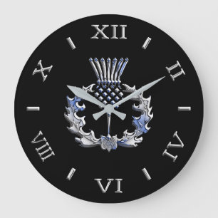 Chrome Like Scottish Thistle Dial on a Large Clock