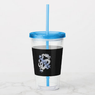 Chrome like silver Dragon Black Snake Skin style Acrylic Tumbler