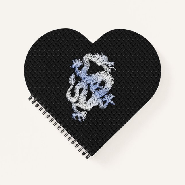 Chrome like silver Dragon Black Snake Skin style Notebook (Front)