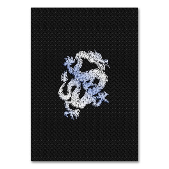 Chrome like silver Dragon Black Snake Skin style Table Number (Front)