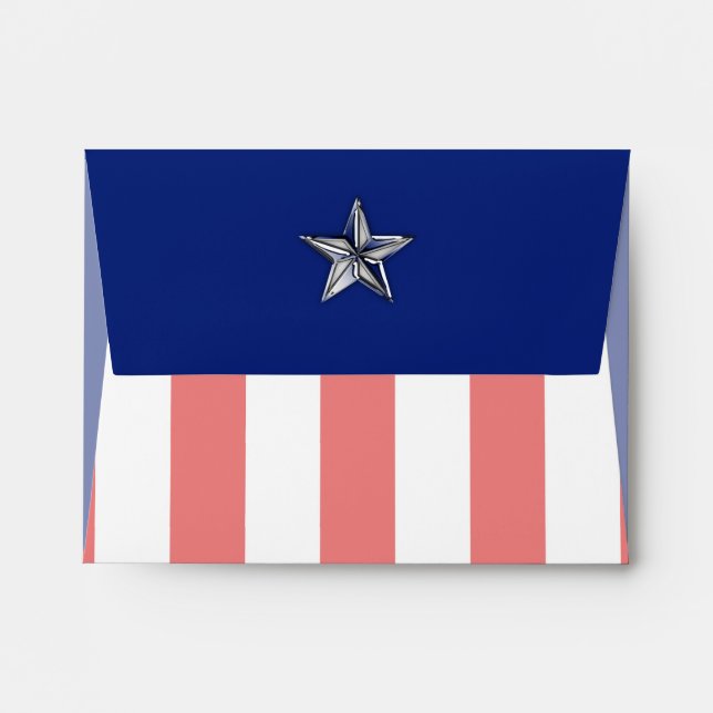 Chrome Like Silver Star Festive Patriotic Colours Envelopes (Back (Top Flap))