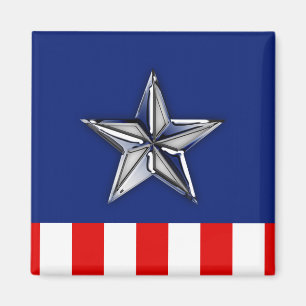 Chrome Like Star on Festive Patriotic Colours Magnet