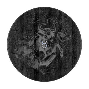 Chrome like Taurus Sign on Hevelius Cutting Board