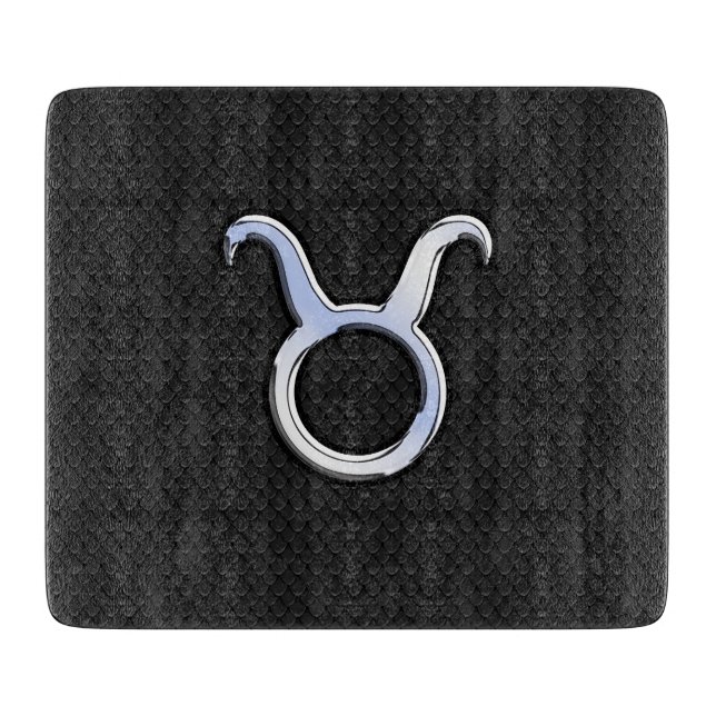 Chrome Like Taurus Zodiac Sign Decor Cutting Board (Front)