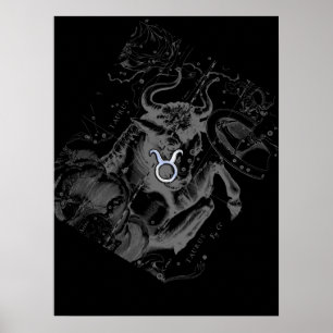 Chrome like Taurus Zodiac Sign on Hevelius Black