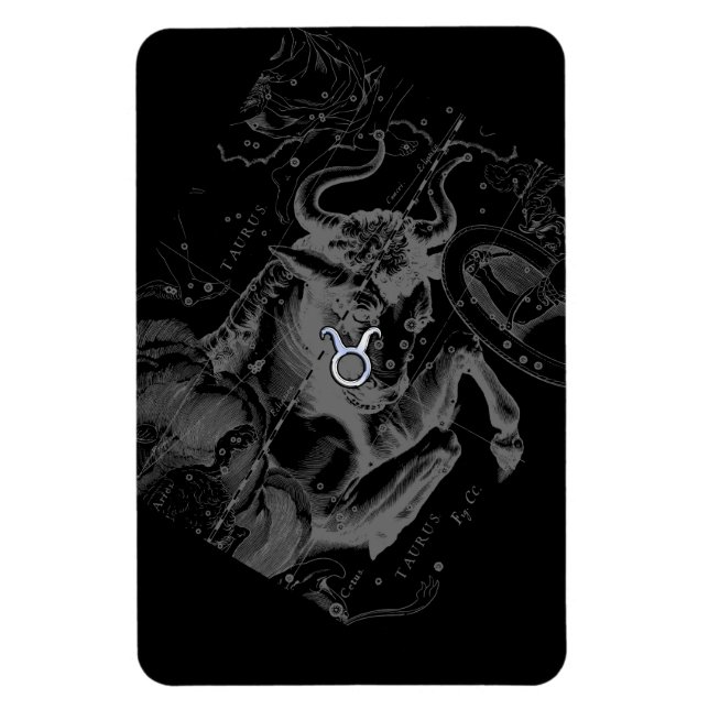 Chrome like Taurus Zodiac Sign on Hevelius Magnet (Vertical)