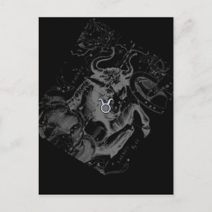 Chrome like Taurus Zodiac Sign on Hevelius Postcard