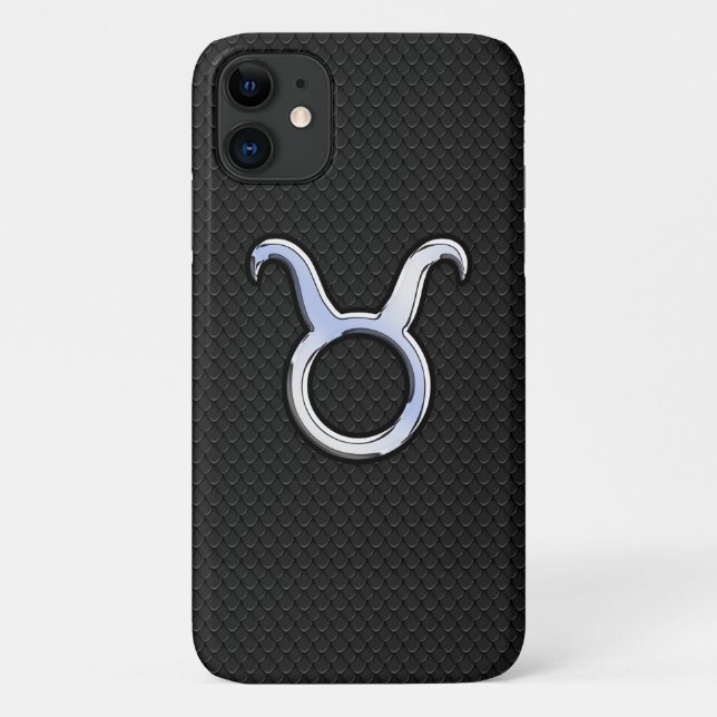 Chrome Like Taurus Zodiac Sign on Snake Skin Case-Mate iPhone Case (Back)