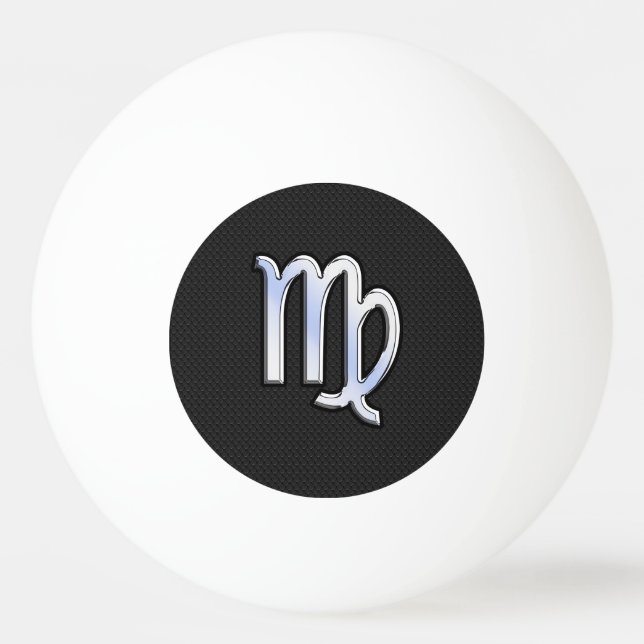 Chrome Like Virgo Zodiac Sign on Black snake skin Ping Pong Ball (Front)