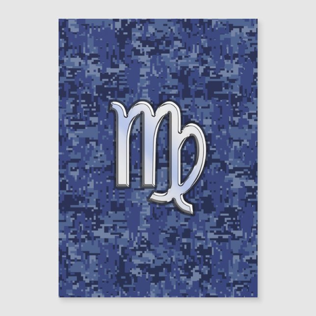 Chrome Like Virgo Zodiac Sign on Blue Digital Camo (Front)